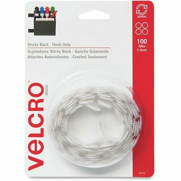 Velcro Brand HOOKS FOR STICKY BACK ROUND COINS, 5/8 SI, 100PK VEK90204